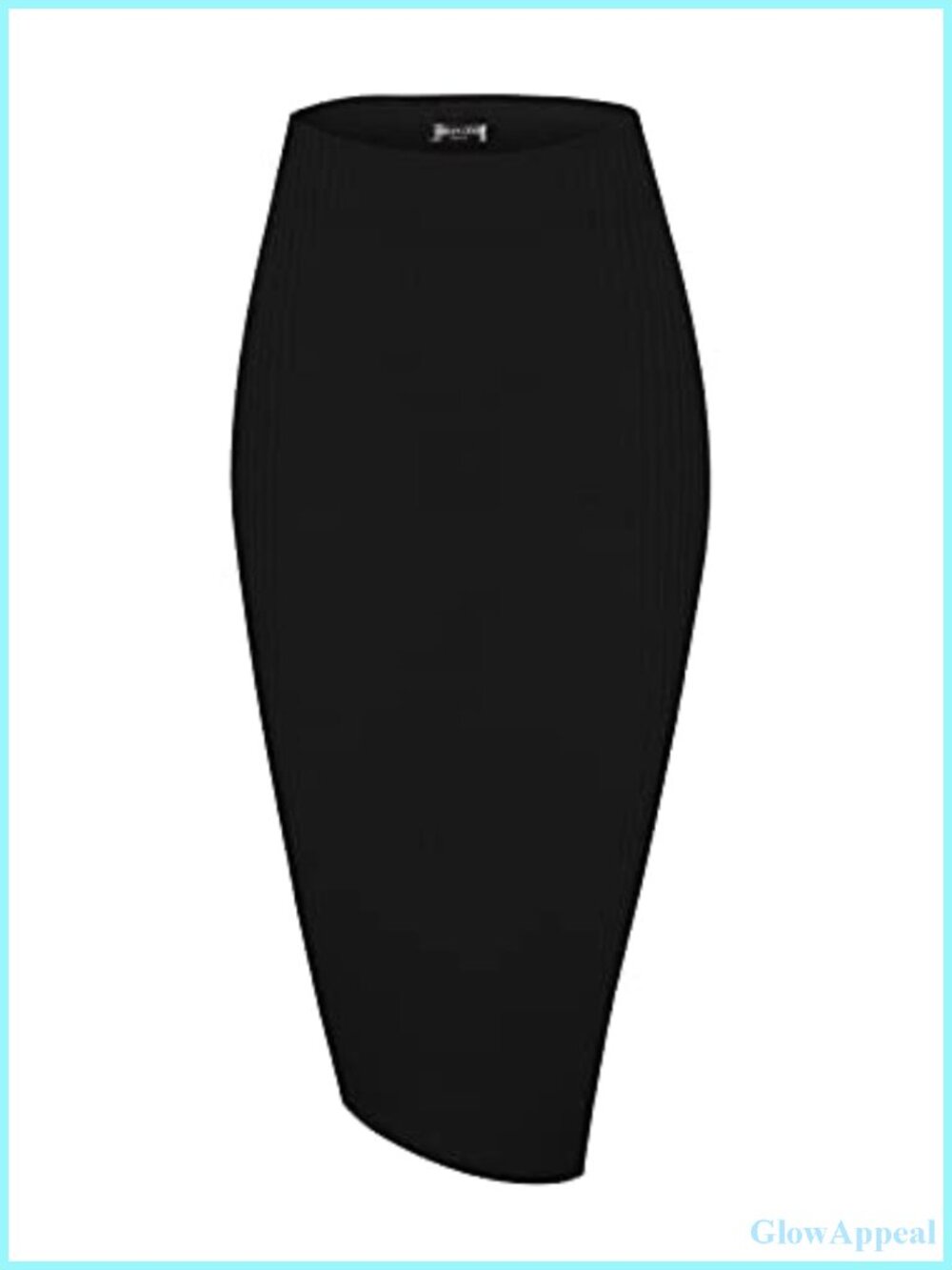 High Waist Ribbed Knit Pencil Skirt Midi Side Slit Bodycon Office Workwear